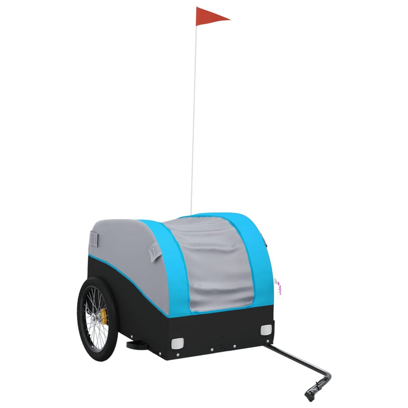 Fietstrailer 45 kg ijzer zwart en blauw