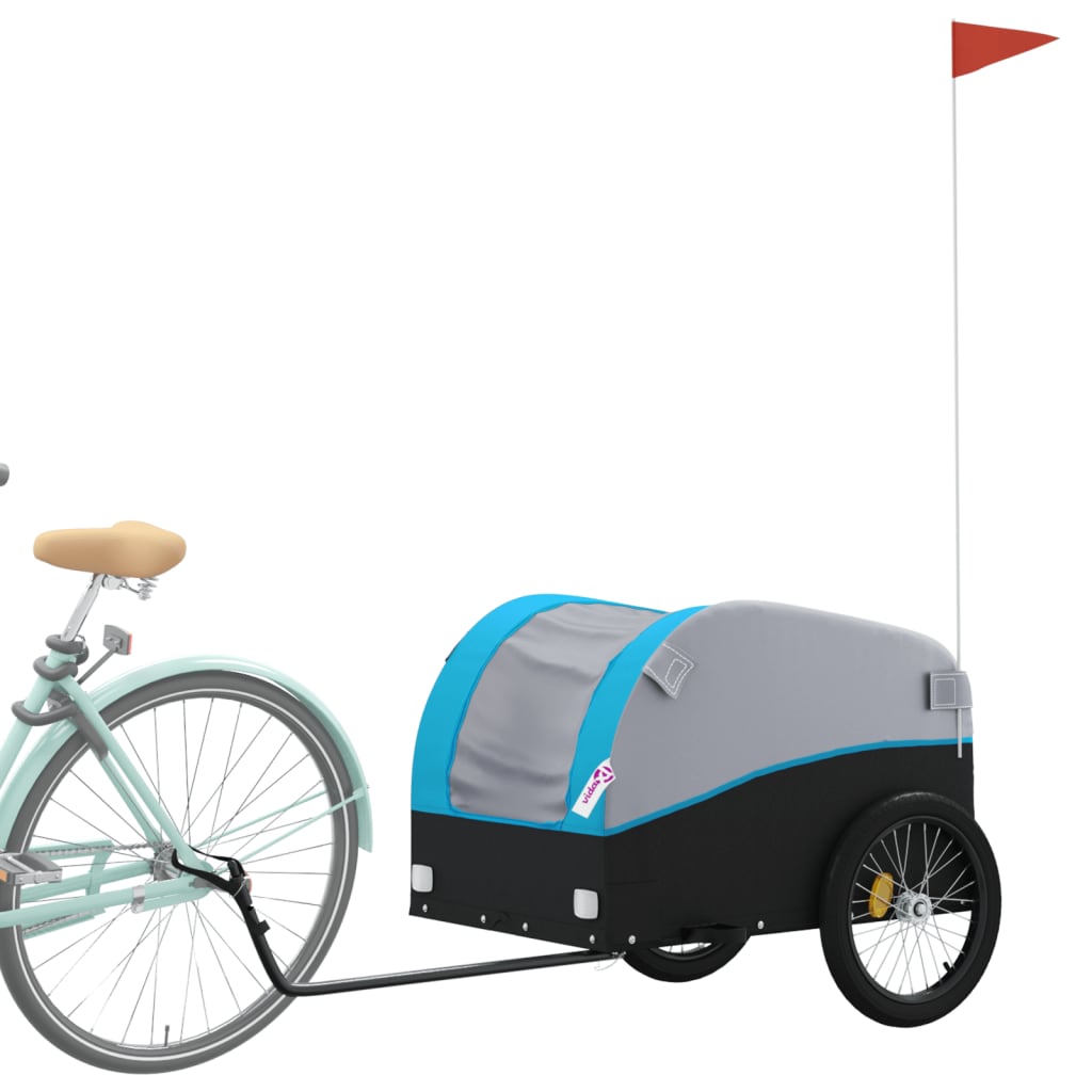 Fietstrailer 45 kg ijzer zwart en blauw