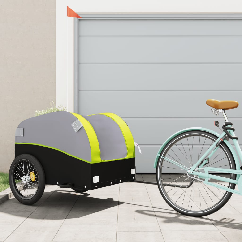 Fietstrailer 45 kg ijzer zwart en groen