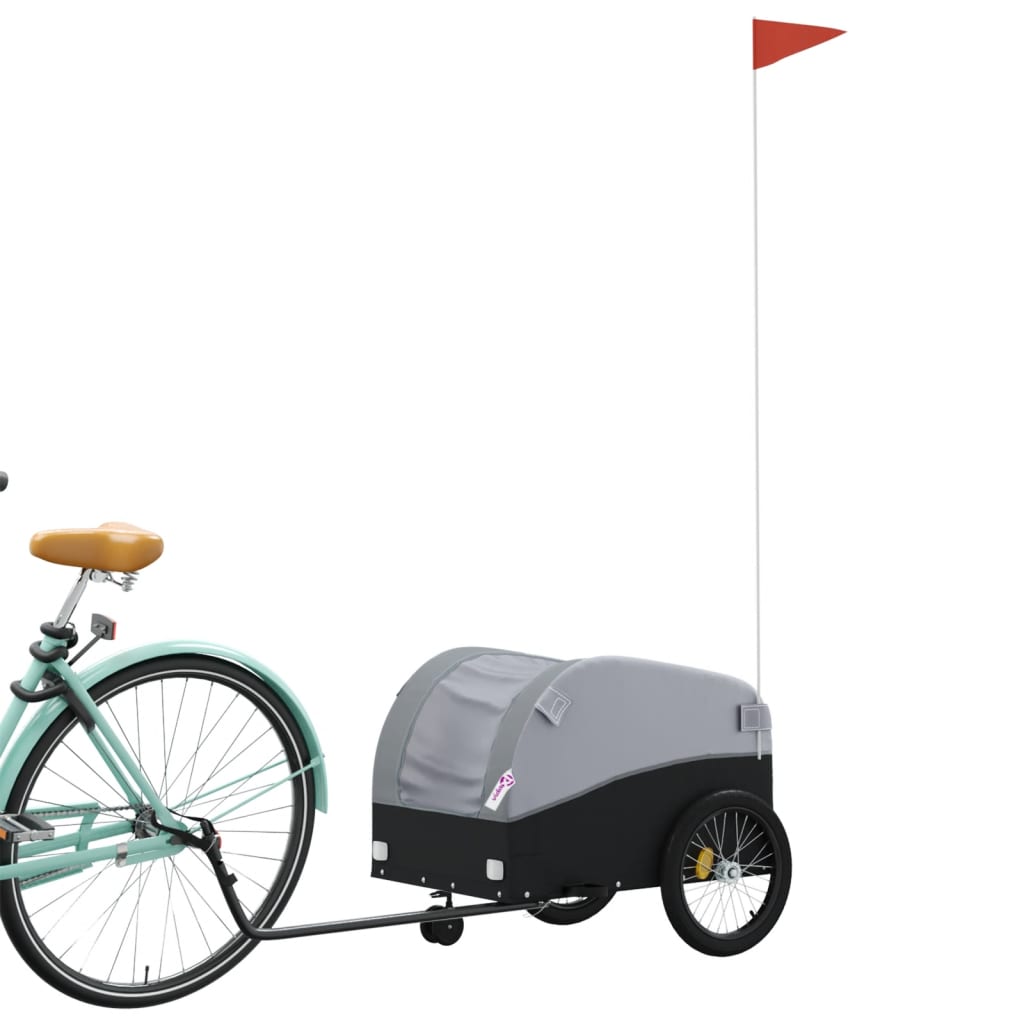 Fietstrailer 30 kg ijzer zwart en grijs