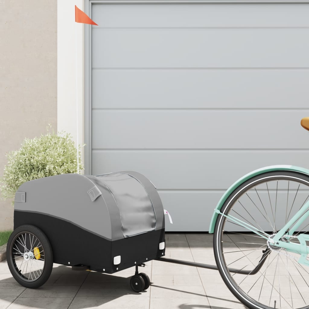 Fietstrailer 30 kg ijzer zwart en grijs