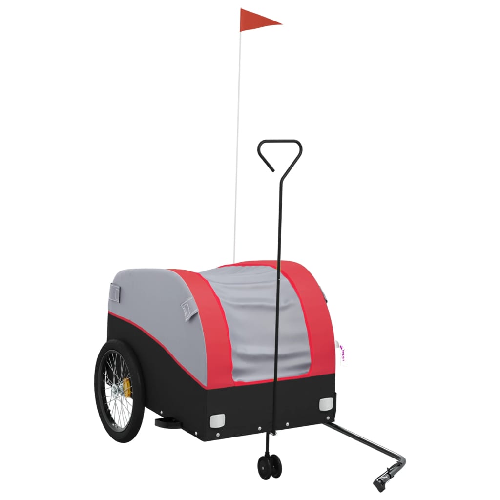 Fietstrailer 45 kg ijzer zwart en rood