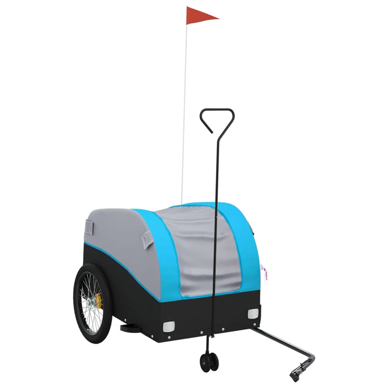 Fietstrailer 45 kg ijzer zwart en blauw