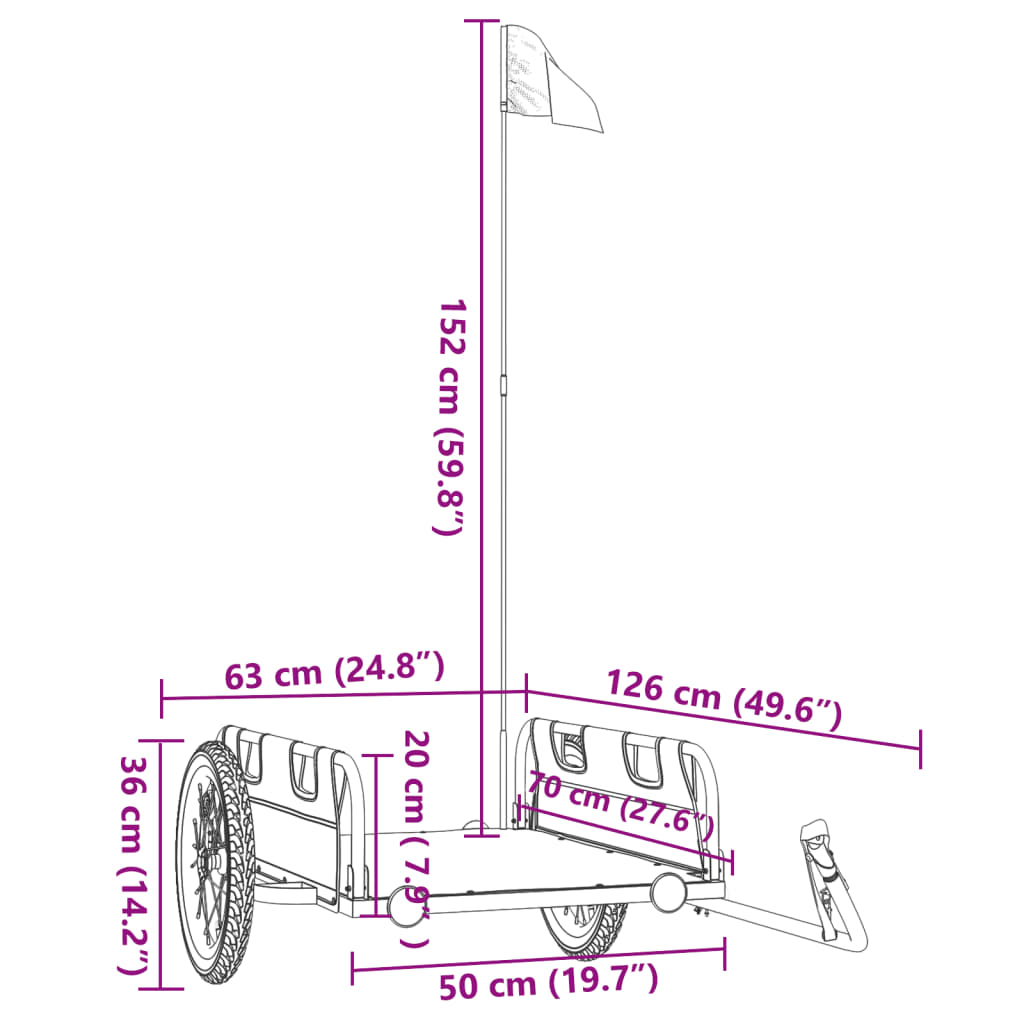 Fietstrailer oxford stof en ijzer grijs