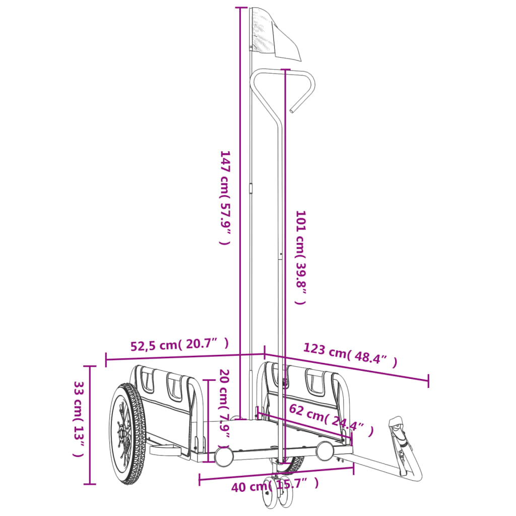 Fietstrailer oxford stof en ijzer zwart