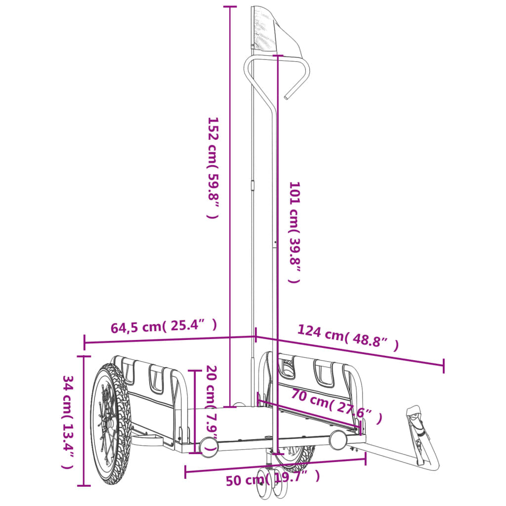 Fietstrailer oxford stof en ijzer geel