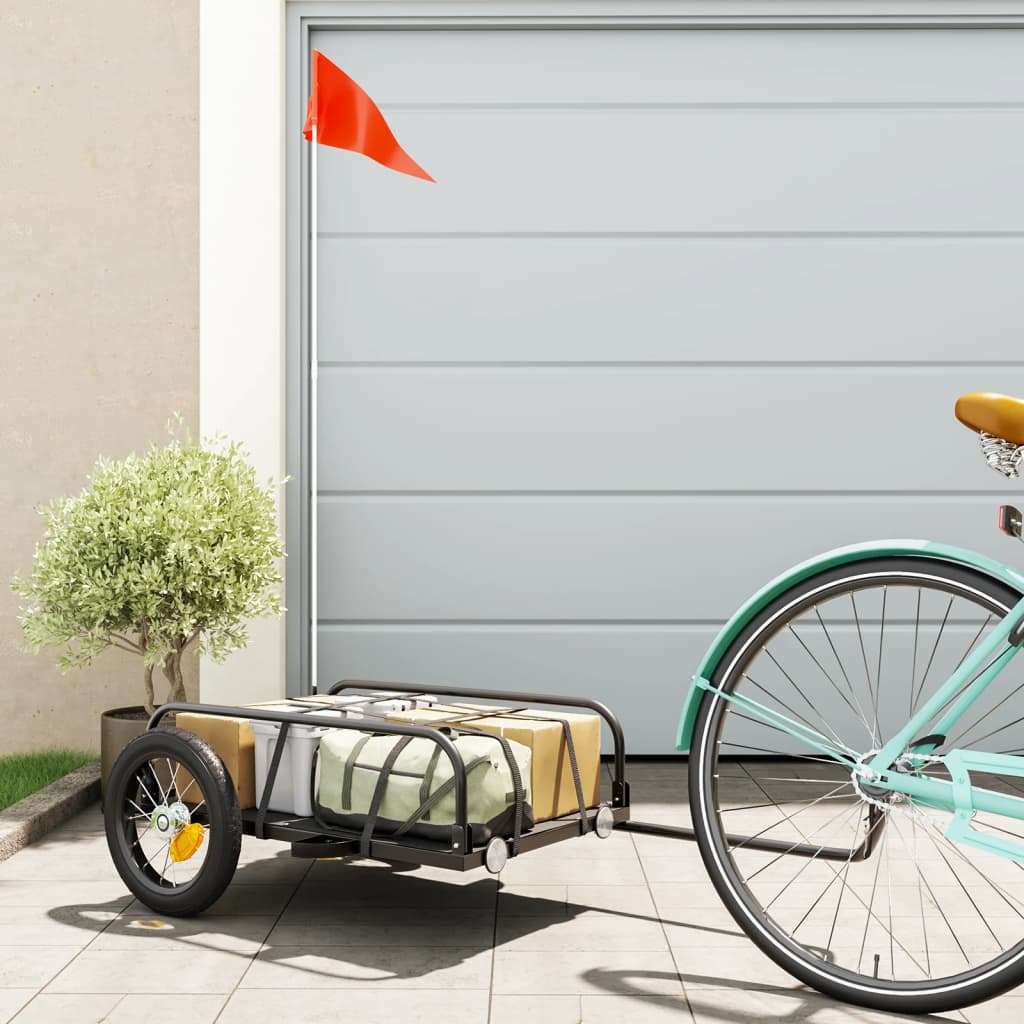 Fietstrailer 122x53x31 cm ijzer zwart