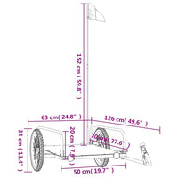 Fietstrailer 126x63x34 cm ijzer zwart