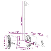 Fietstrailer 135x70x37 cm ijzer zwart