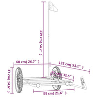 Fietstrailer 135x68x37 cm ijzer zwart