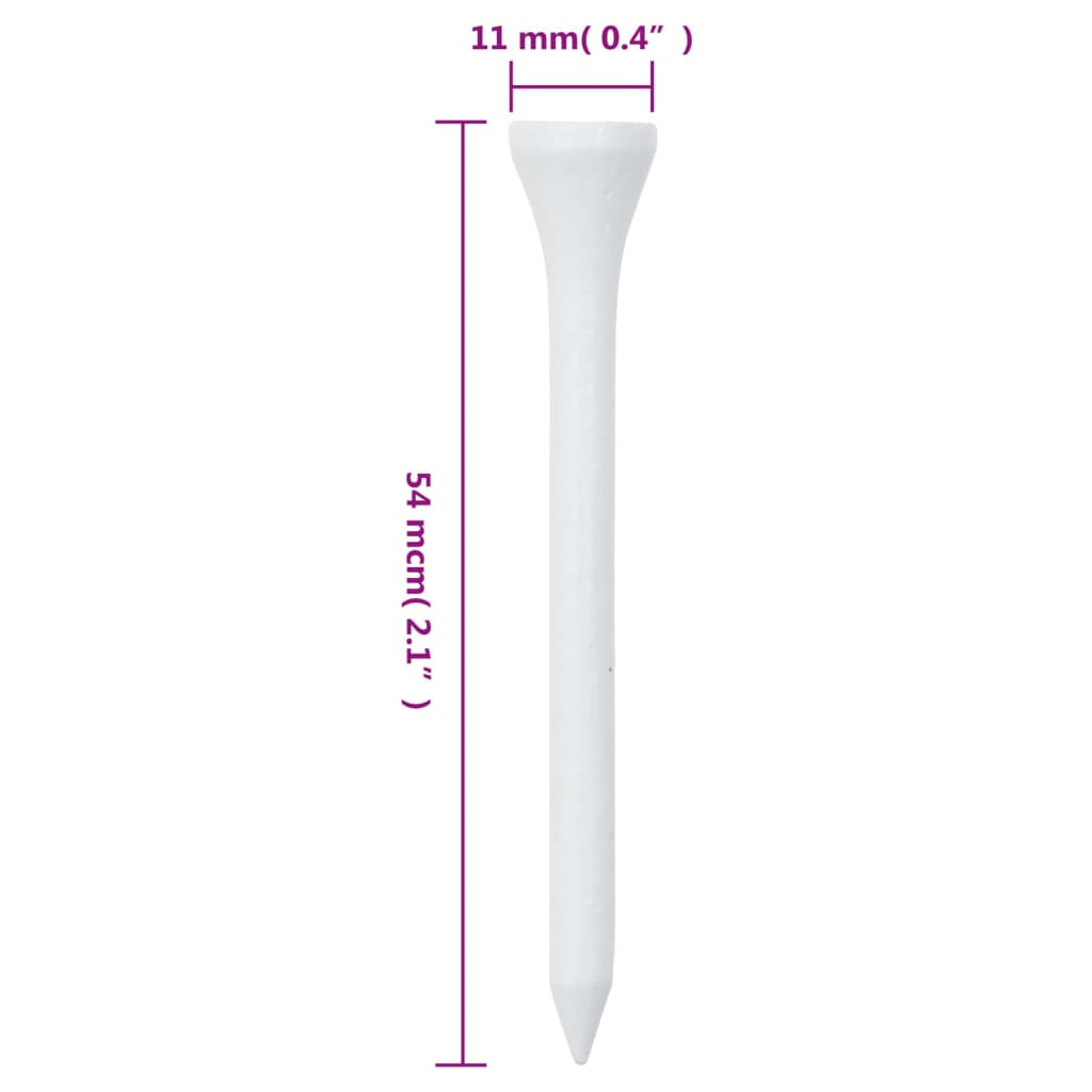 1000 st Golftees 54 mm bamboe wit